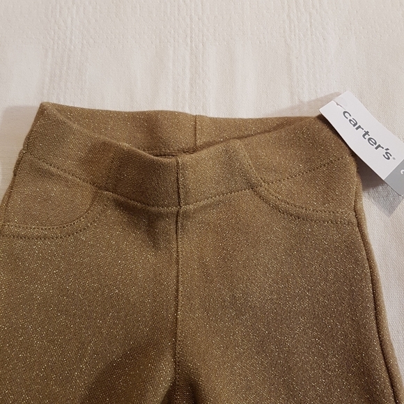 Carter's girls size 2T gold sparkly pull on pants holiday wear - Picture 3 of 5